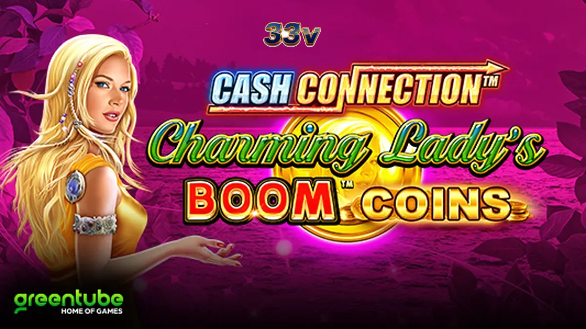 Tampilan layar permainan slot Cash Connection Charming Lady’s Boom Coins di perangkat seluler